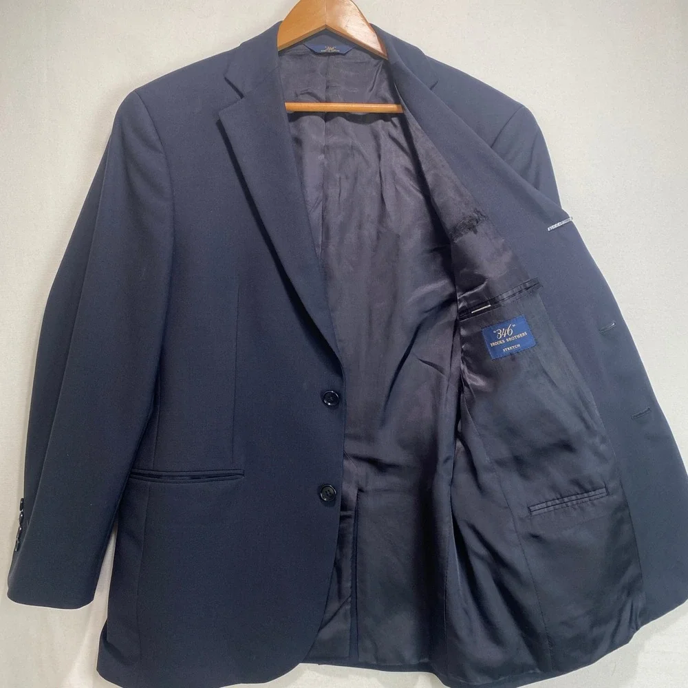 Brooks Brothers 346 Stretch Blazer Mens 39S Navy Blue Wool Lycra Suit Jacket